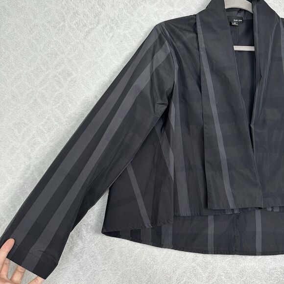 Sun Kim Cropped Open Drape Jacket Small Black Stripe Lagenlook Modern Cyberpunk - Picture 2 of 9